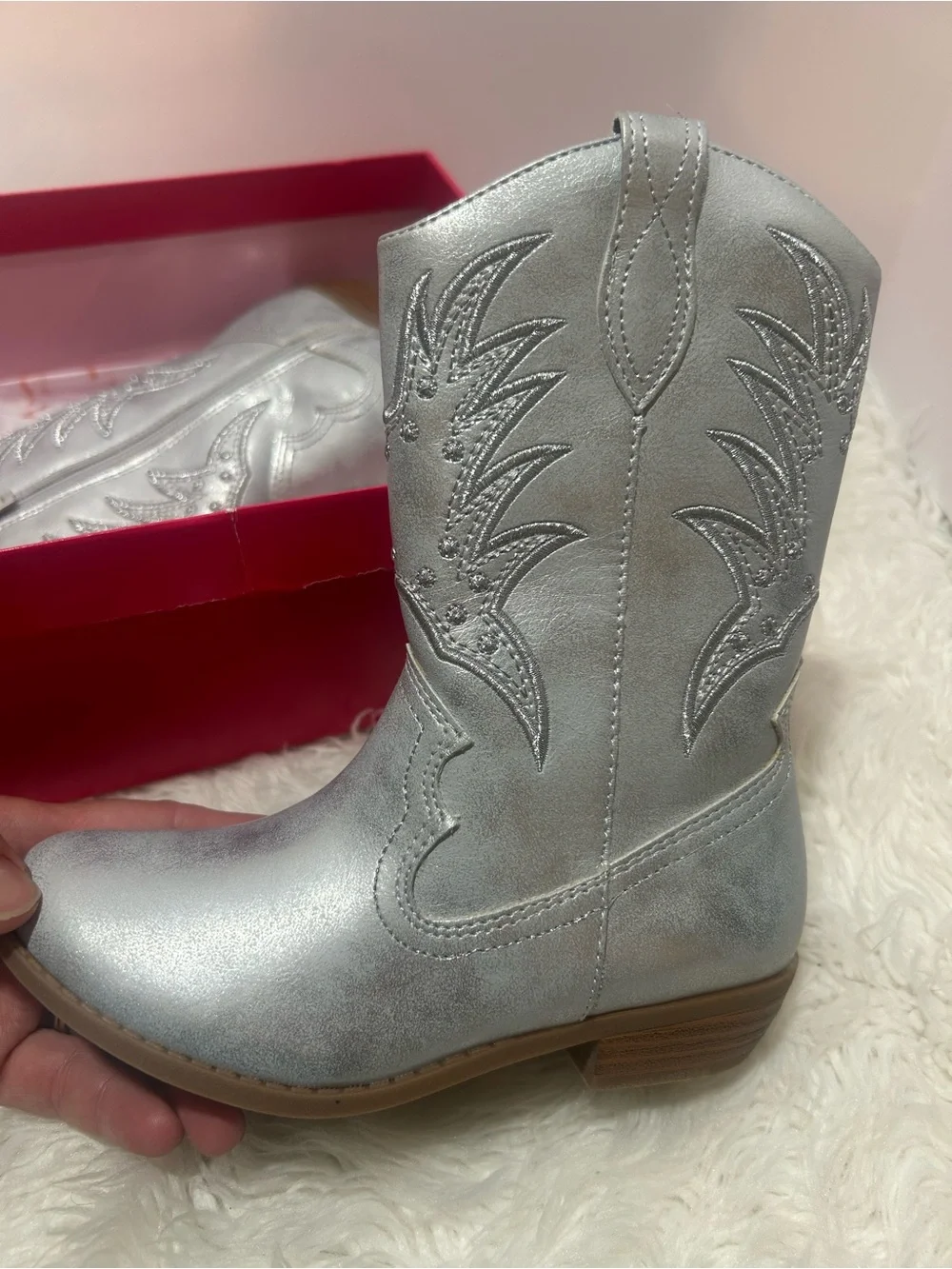 Nina Silver Metallic Cowboy Boot Fillan T Silver Sz 12